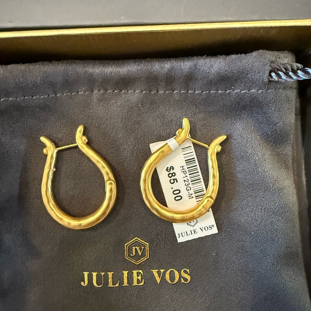 Julie Vos Gold Saratoga Hoop Earrings Med - Picture 2 of 3